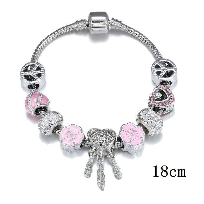 DIY Big Hole Bead Hollow Heart Dream Catcher Bracelet