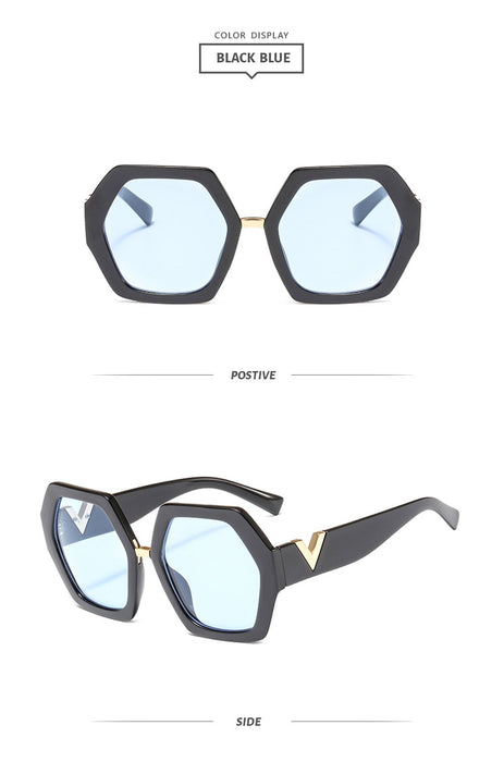 Thick Frame Sunglasses Women's large frame V-shaped Leopard Print