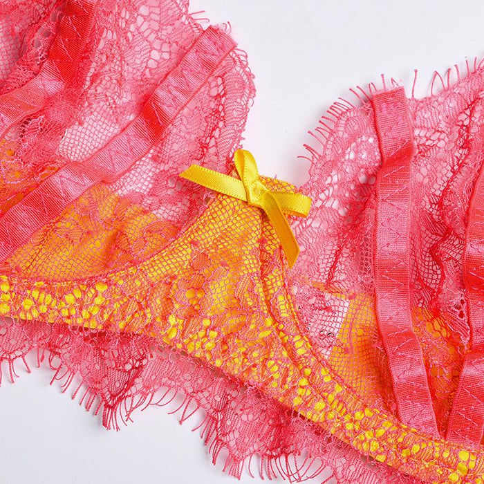 Women's Fashion Stitching Underwear Sexy Garter Lingerie Set