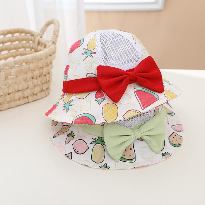 Summer Cute Fruit Bow Children's Hollow Net Hat Bucket Hat