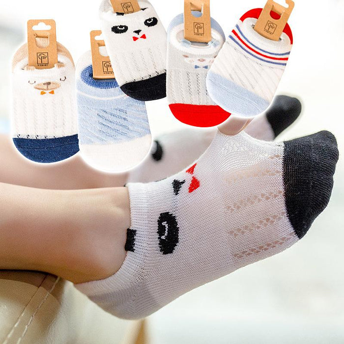 Spring Summer Children's Mesh Cartoon Cotton Boat Socks