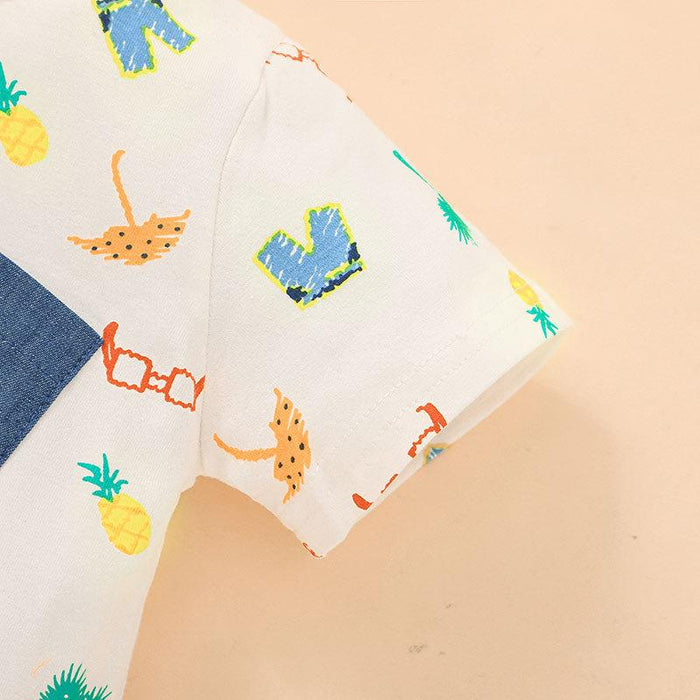 Children's Cartoon Printed T-shirt & Pants Suit