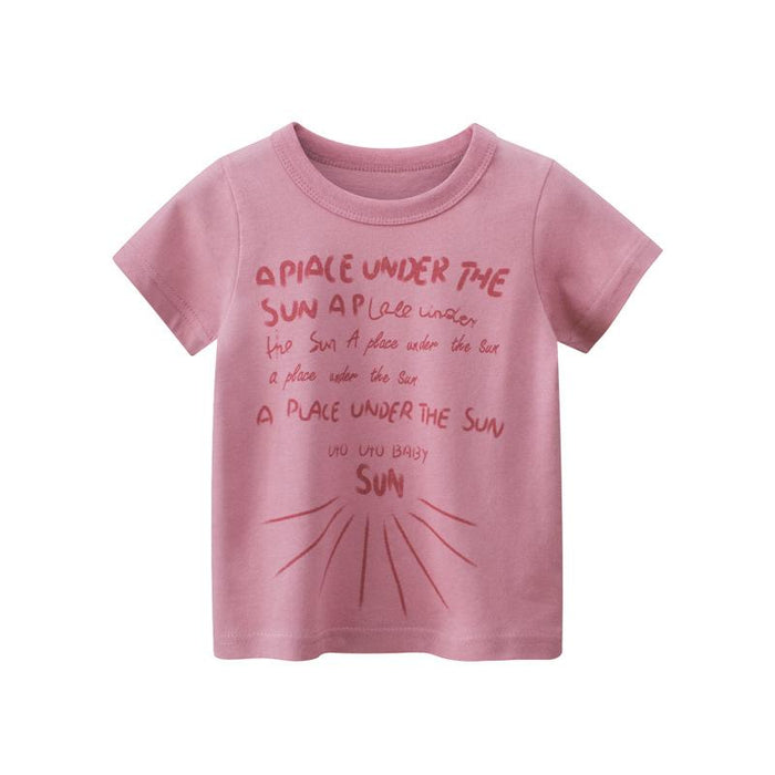 Short sleeved children's foreign style round neck top