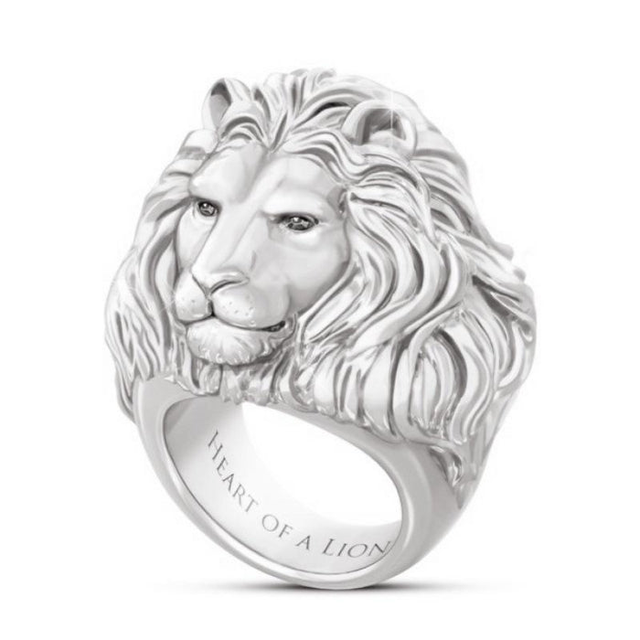 Exaggerated Pop Lion Heart Men's Ring