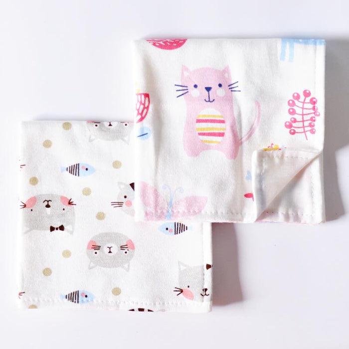 2Pcs/set Baby Cotton + Gauze Double-layer Square Saliva Towel