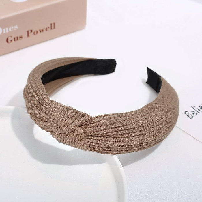 New Flower Headband Women Solid Color Knotted Hairband