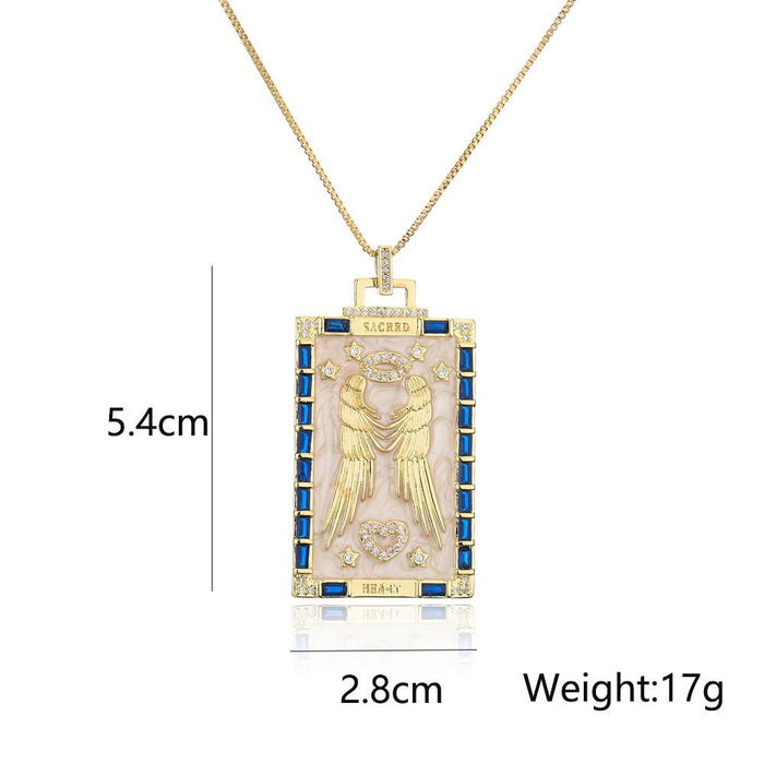 New Fashion Personality Geometric Pendant Gold Color Zircon Necklace