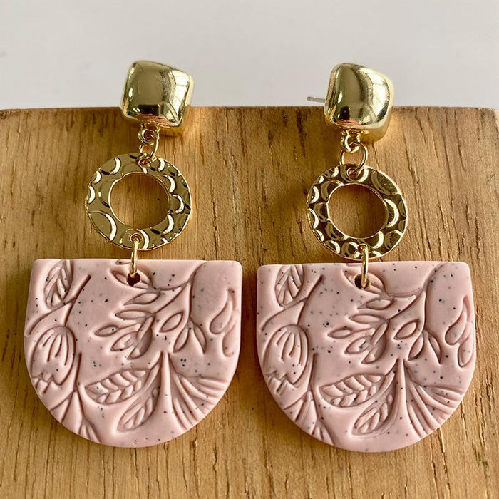 Handmade Flower Shaped Polymer Clay Earrings