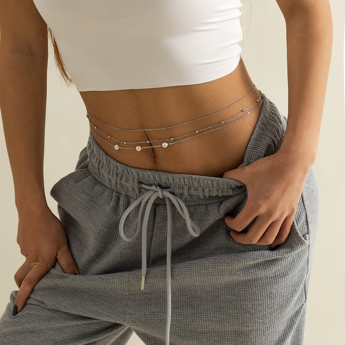 Simple Beaded Woven Sexy Waist Chain Suit