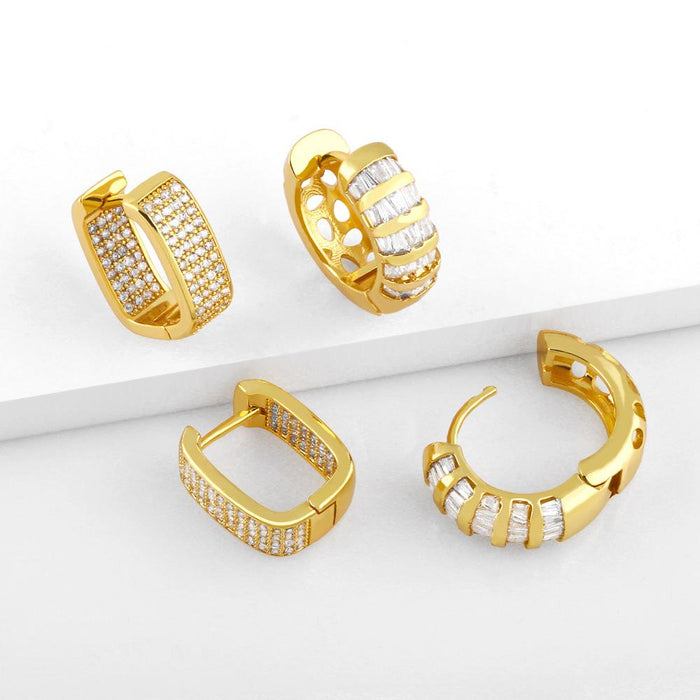 Light Luxury Zircon Geometric Earrings Personalized Earrings