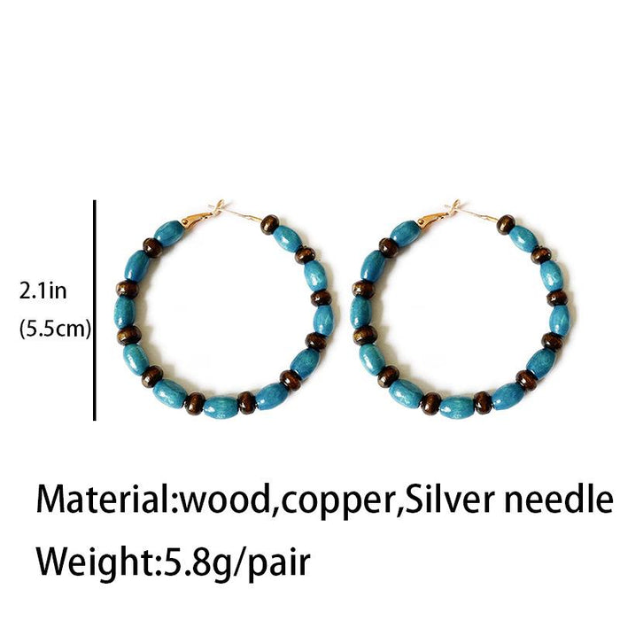Retro Personality Wooden Ethnic Style Round Women's Earrings
