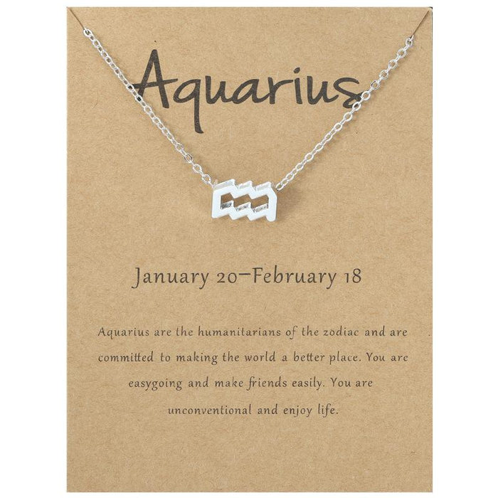 Twelve Constellations Necklace Collarbone Chain Pendant Card Short Necklace