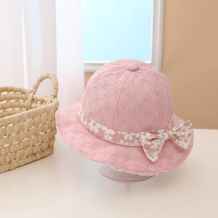 Summer Outdoor Windproof Shade Cute Bow Children's Fisherman Hat