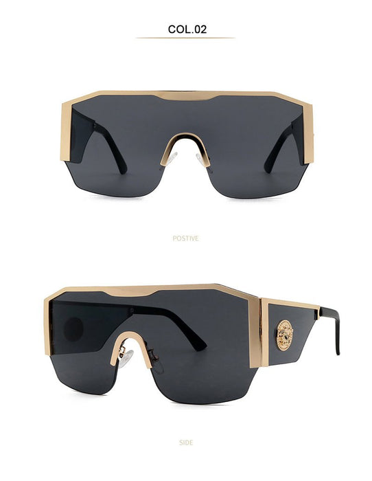 Large frame one piece metal men's and women's Sunglasses
