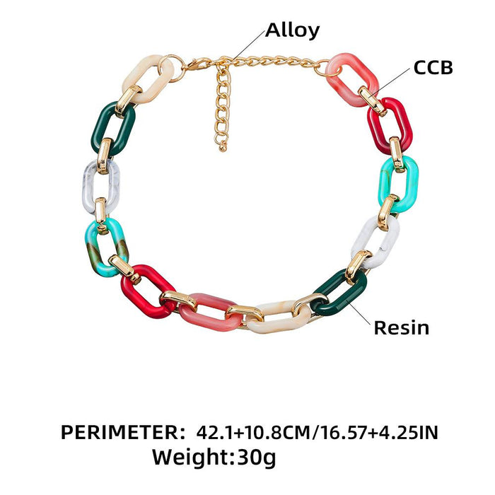 Women's Fashion Boho Chain Multicolor Resin Necklace