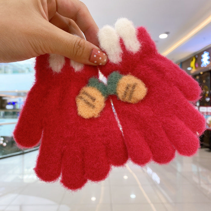 Winter Baby Sweet Cartoon Knitted Yarn Keep Warm Gloves