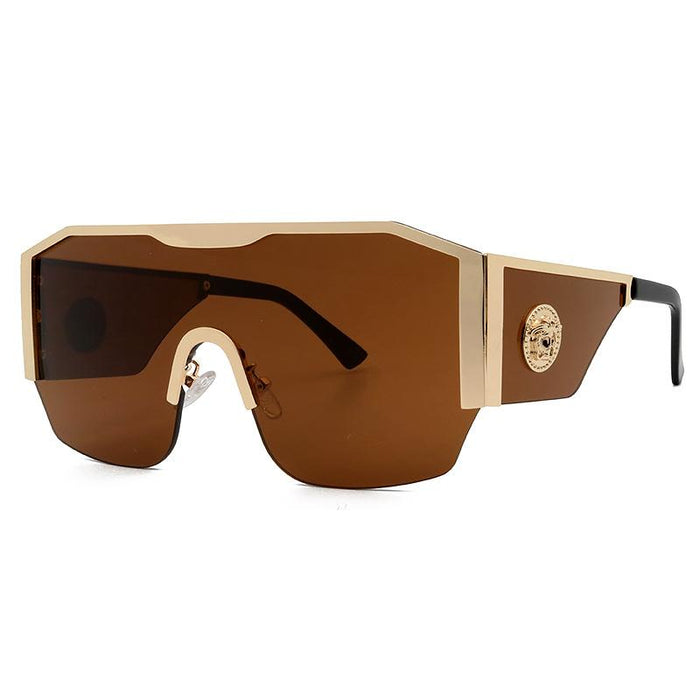Large frame one piece metal men's and women's Sunglasses