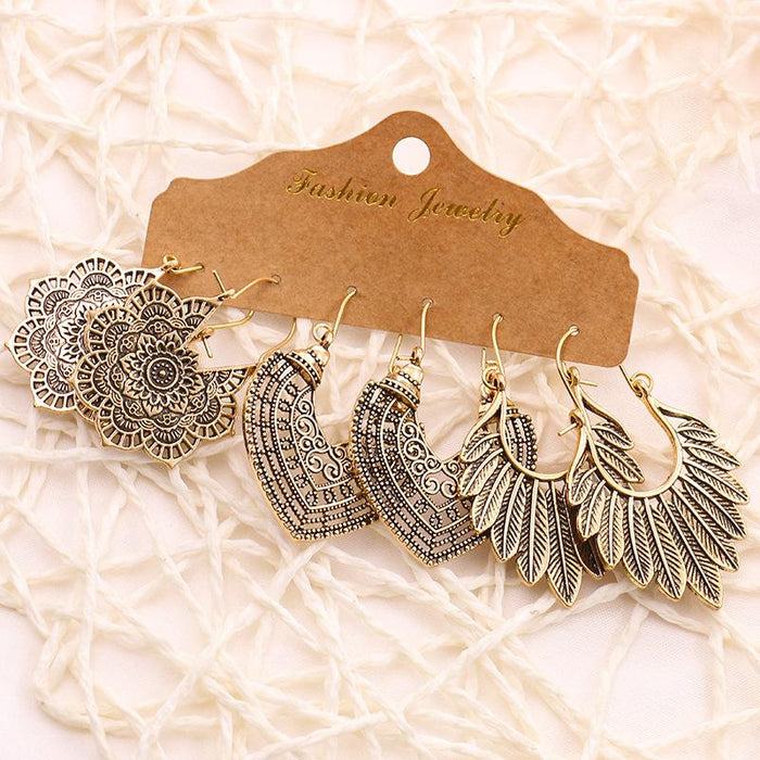 3 pairs/set Earrings Bohemian Style Jewelry X0X36214