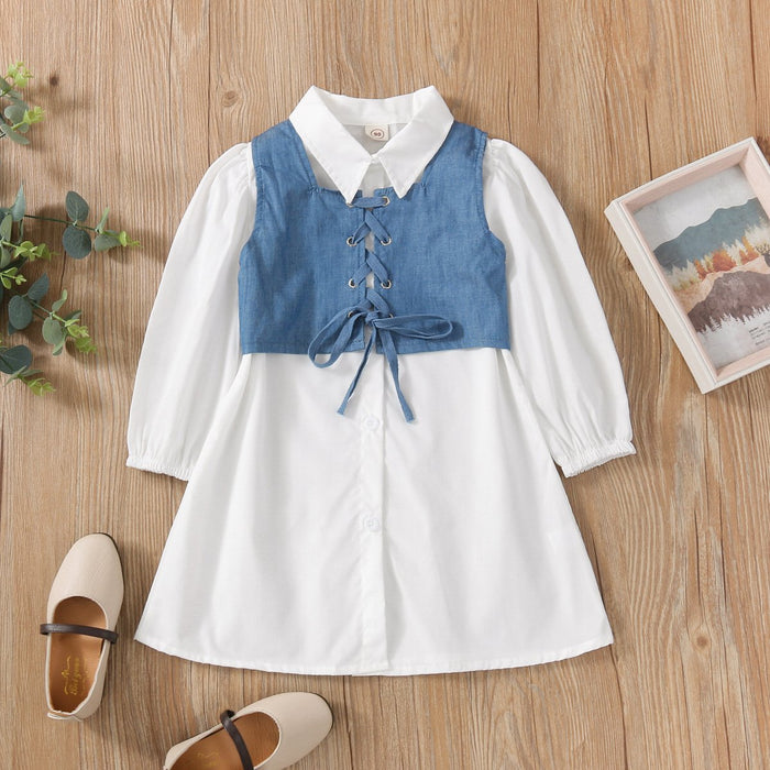 White shirt dress two piece set