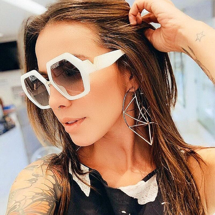 Thick Frame Sunglasses Women's large frame V-shaped Leopard Print