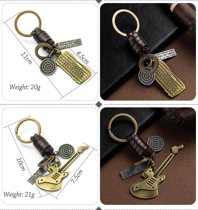 Vintage punk style leather metal Keychains creative small gift hand woven car Keychains pendant