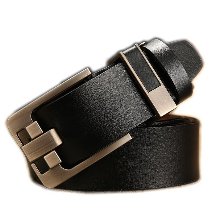 New Men's Leisure Business Retro Pinhole Buckle Leather Leather Belt