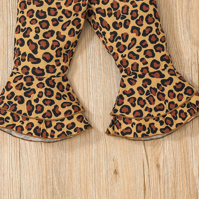 Little Girl Leopard Top Flared Pants Set