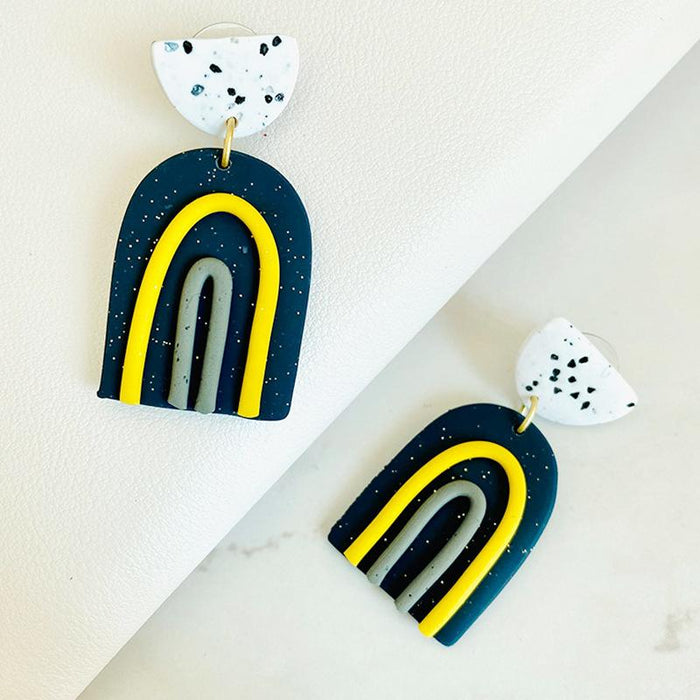 Wave Point Soft Ceramic Earrings Geometric Bow Multicolor Clay Earrings