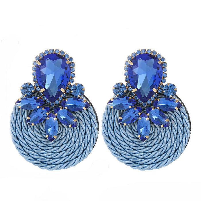 New Exaggerated Retro Simple Women's Earrings Accessories Inlaid Rhinestone