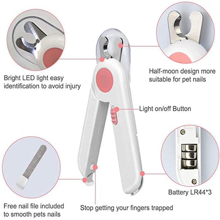 Pet Nail Clipper Scissors LED Light Nail Trimmer