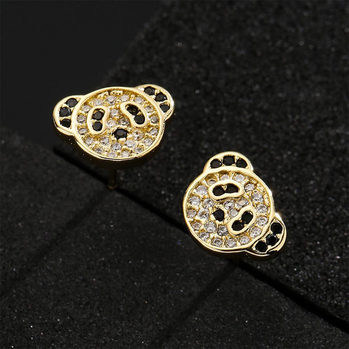 Fashion Personality Gold Color Zircon Cute Animal Stud Earrings
