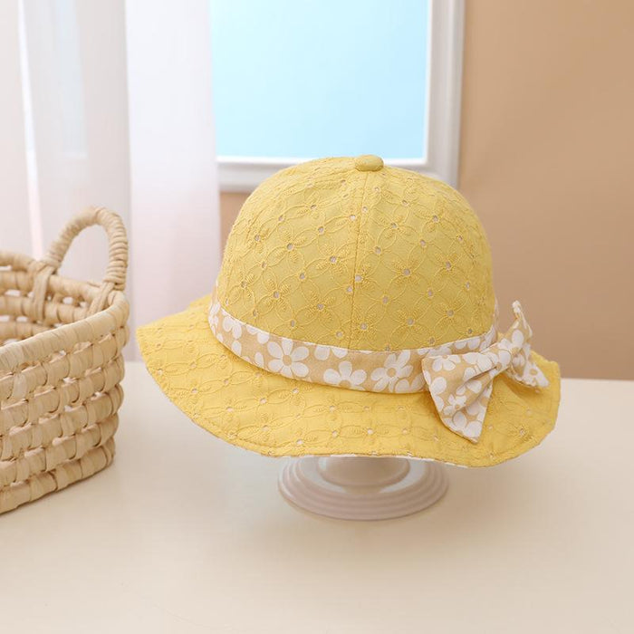 Summer Outdoor Windproof Shade Cute Bow Children's Fisherman Hat