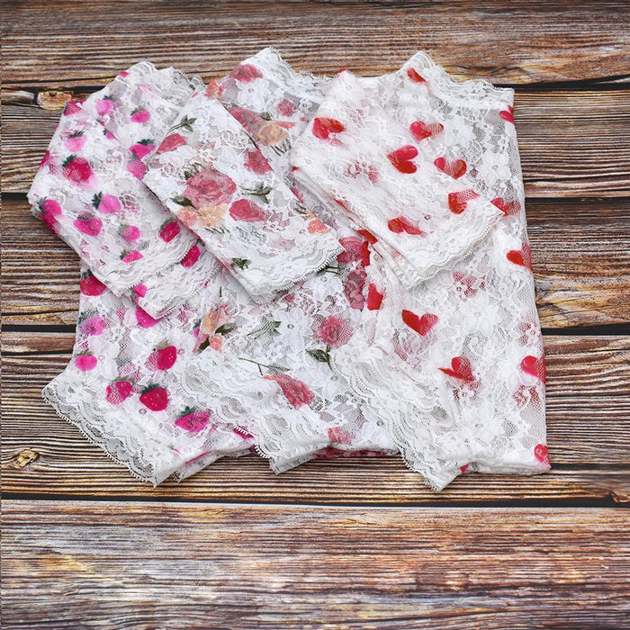 Lace Patting Flower Print Backless Triangle Lace Dress