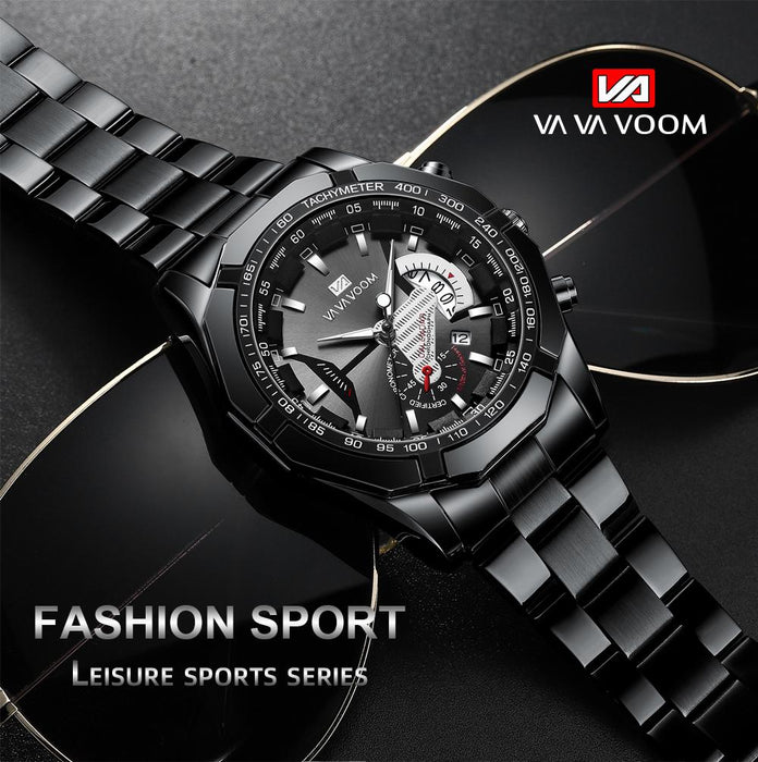 Watches Men Sport Stainless Steel Band Waterproof Casual Outdoor Luxury Quartz Watch