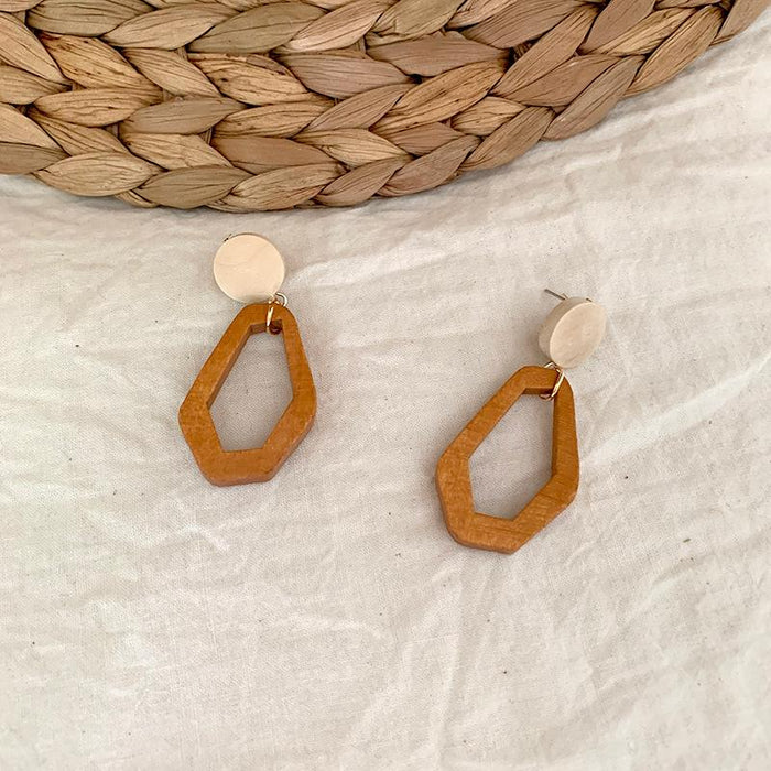 Log Splicing colour Contrast Personalized Vintage Rattan Earrings Jewelry