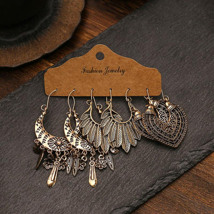 3 pairs/set Earrings Bohemian Style Jewelry X0X36212