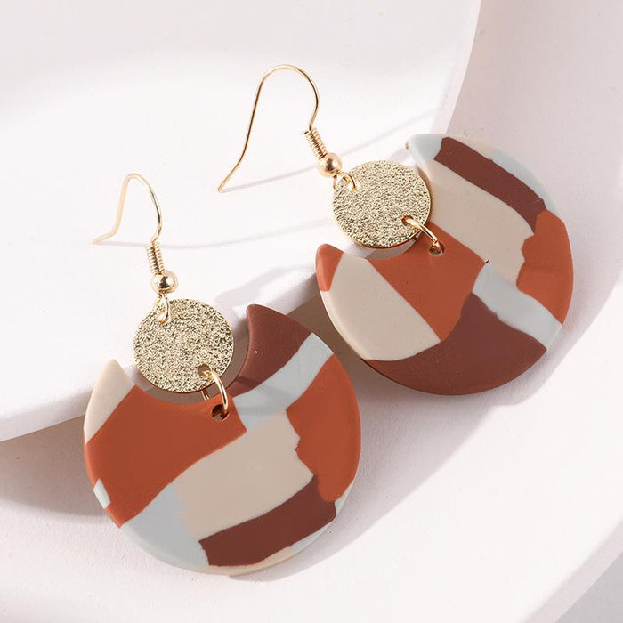 New Vintage Gold Leaf Clay Women's Earrings