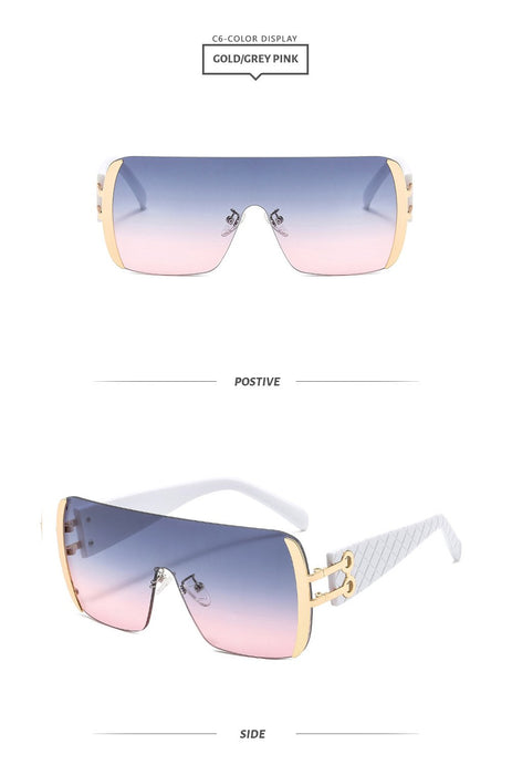 Metal conjoined Sunglasses gradient UV protection
