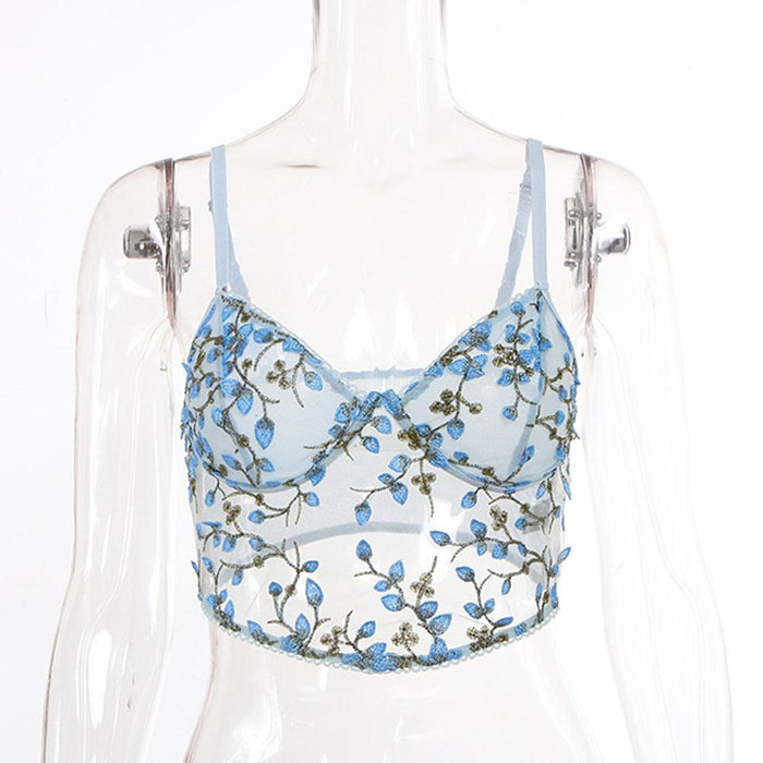 Sexy Embroidered Tanks Corset Women Slim Fit Vest