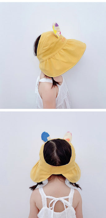 Summer  Cute Rabbit Ears Double-sided Children's Foldable Empty Top Hat