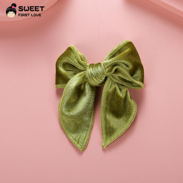 Velvet Bow Dovetail Hairpin Horsetail Clip