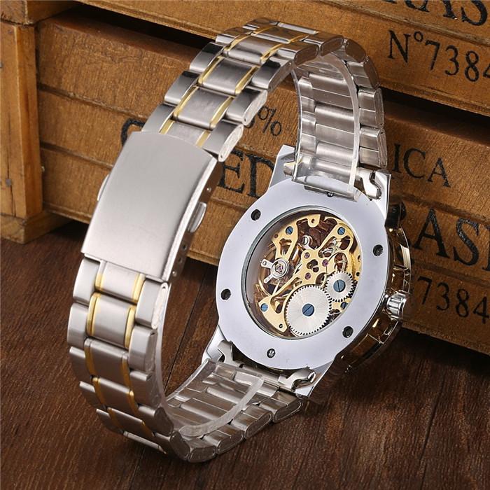 Winner Classic Mechanical Men Watch Stainless Steel Skeleton Luxury Automatic Wristwatch