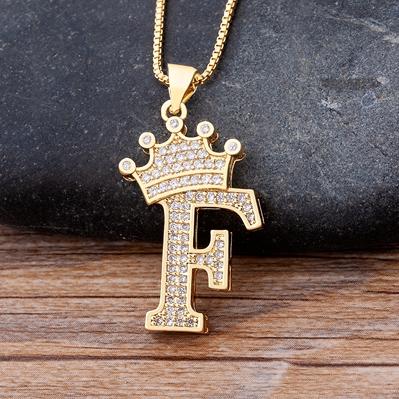 Zircon A-Z Crown Alphabet Necklace