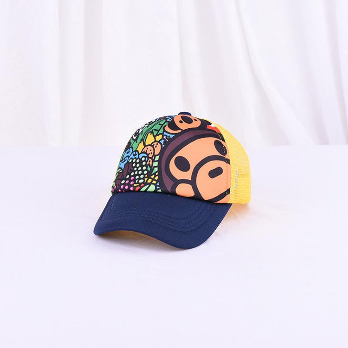 Children's Summer Outdoor Cute Cartoon Monkey Net Cap