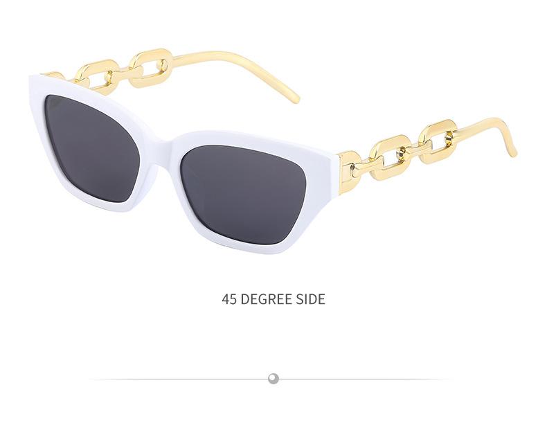 Women's Small Frame Cat's Eye Thick Metal Chain Sunglasses