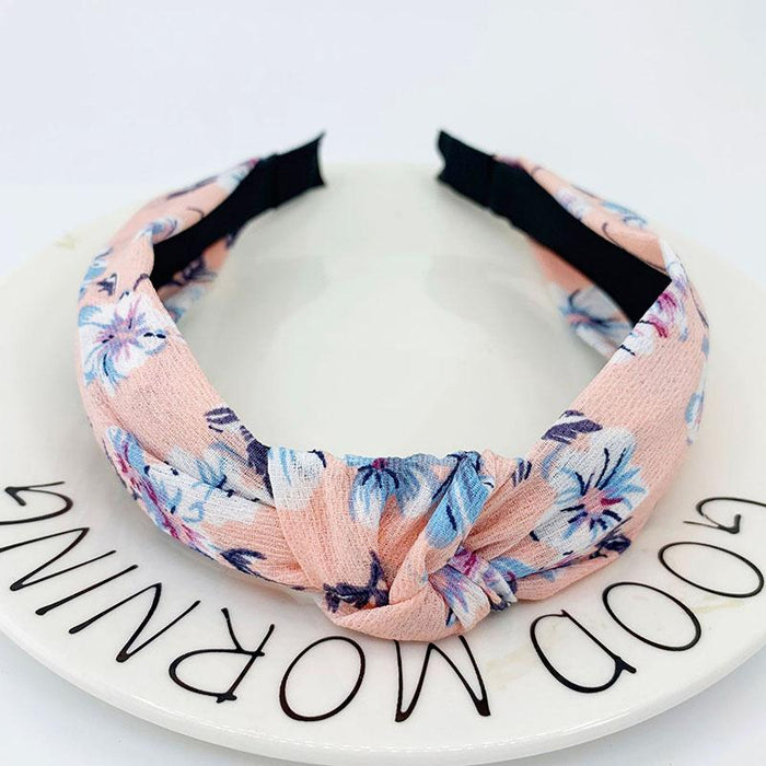 New Flower Headband Women Solid Color Knotted Hairband