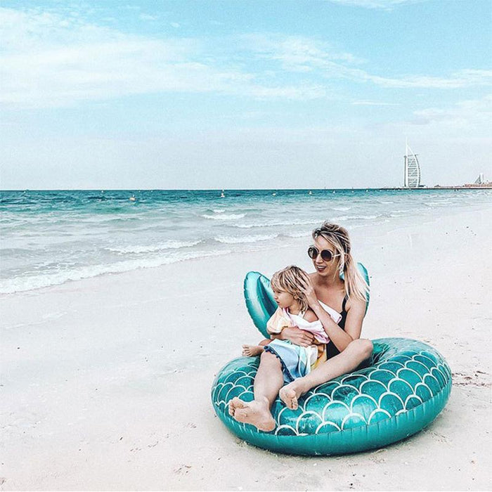 Mermaid with backrest swimming pool inflatable swimming ring