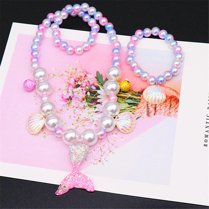 Girl Accessories Blue Pink Mermaid Jewelry Set