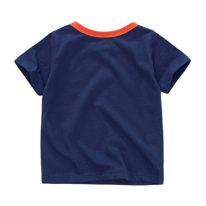 Short Sleeve Round Neck Children's T-shirt Knitted Cotton