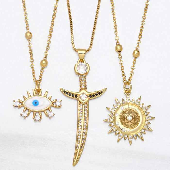 Personalized Fashion Hip Hop Zircon Sword Pendant Necklace